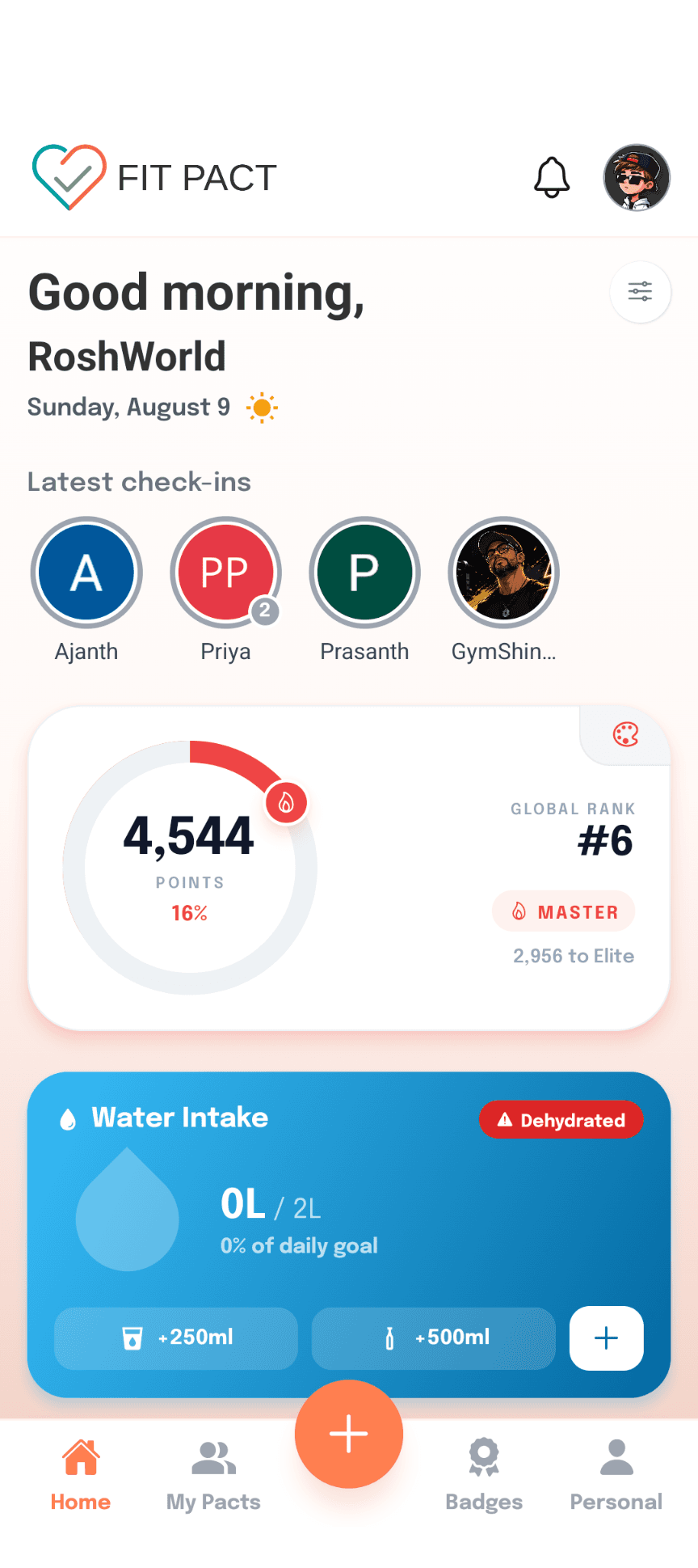 Home dashboard